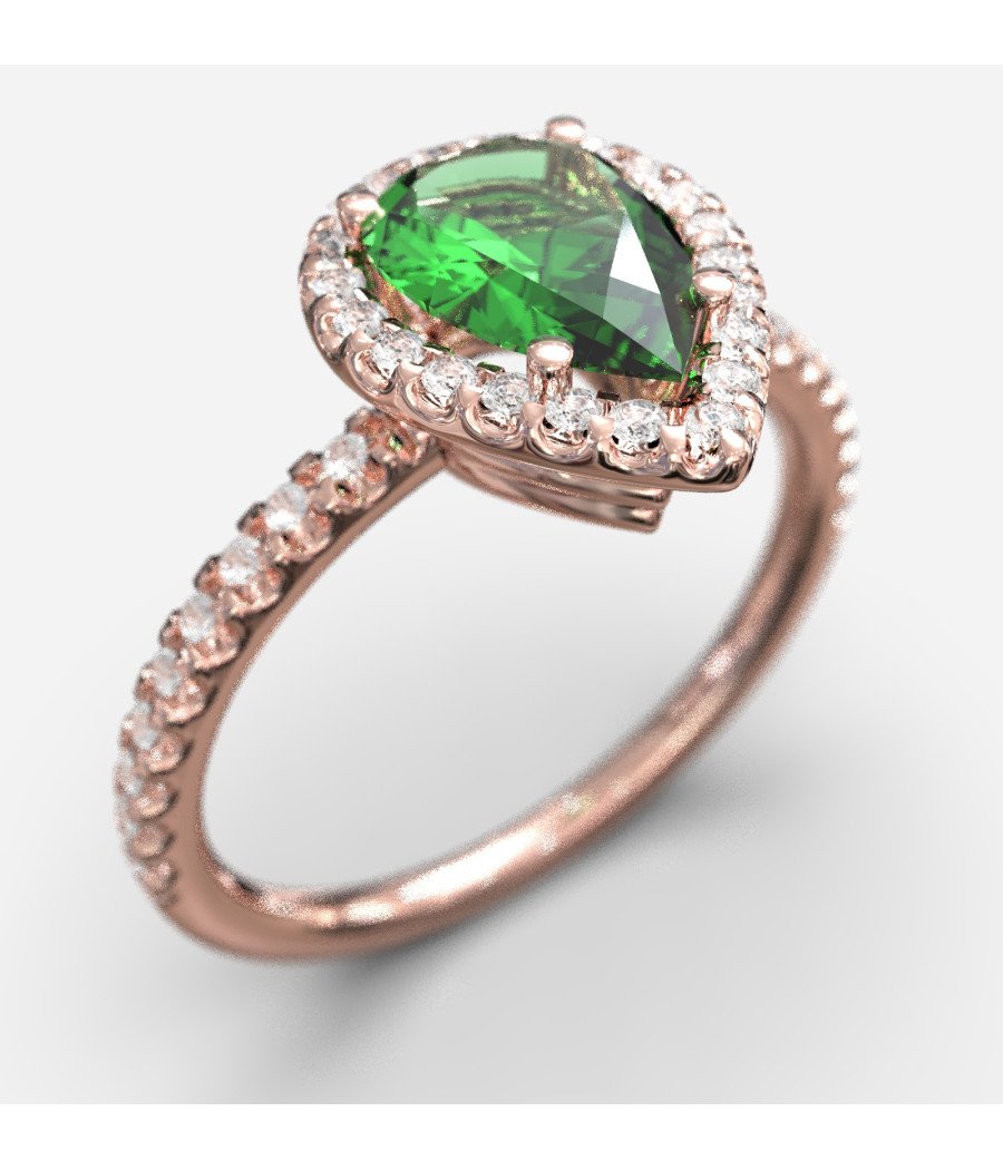 Anillo de oro rosa corte pera 149RPP