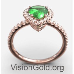 Anillo de oro rosa corte pera 149RPP