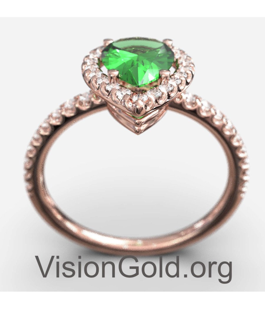 Anillo de oro rosa corte pera 149RPP