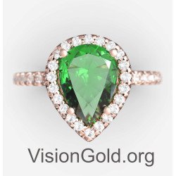 Anillo de oro rosa corte pera 149RPP