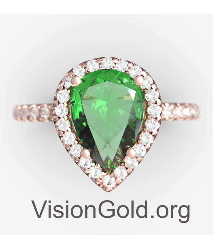 Anillo de oro rosa corte pera 149RPP
