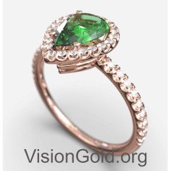 Anillo de oro rosa corte pera 149RPP
