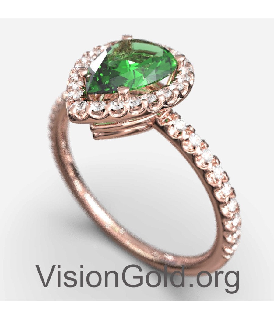Anillo de oro rosa corte pera 149RPP