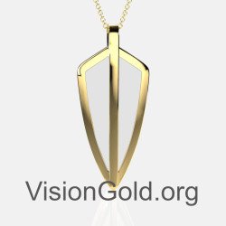 Yellow Gold Tiny Shield Necklace 0229KAS