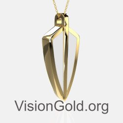 Yellow Gold Tiny Shield Necklace 0229KAS