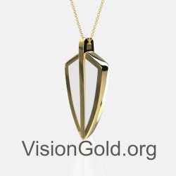 Yellow Gold Tiny Shield Necklace 0229KAS