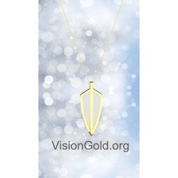 Yellow Gold Tiny Shield Necklace 0229KAS