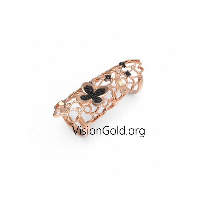 Statement Langer Finger Schmetterling Ring 0287