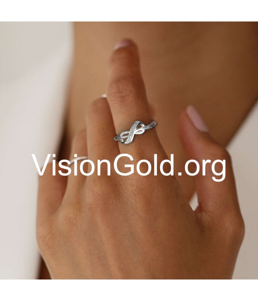 White Gold Infinity Sing Rings for Women 1334L