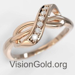 Anillo Infinito en Oro rosa con Circonitas 1334R