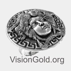 Греческая Медуза 925 Серебряное кольцо ручной работы для мужчин