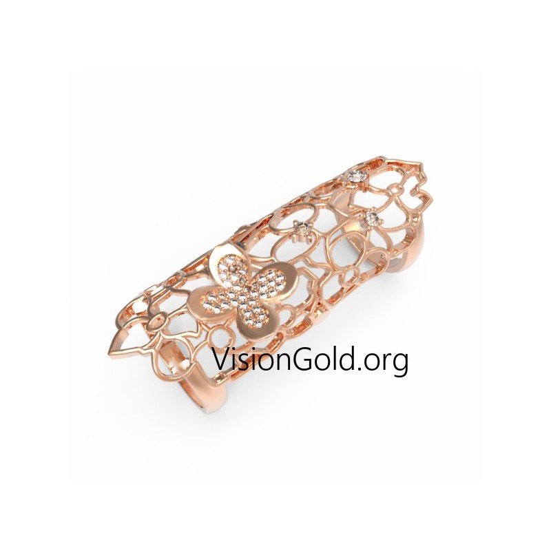 Statement Langer Finger Schmetterling Ring 0287