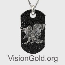 Luxury Oxidized Silver Eagle Necklace - Gift For Him 0338