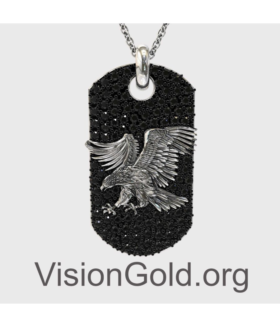 Luxury Oxidized Silver Eagle Necklace - Gift For Him 0338