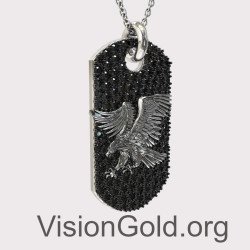 Luxury Oxidized Silver Eagle Necklace - Gift For Him 0338