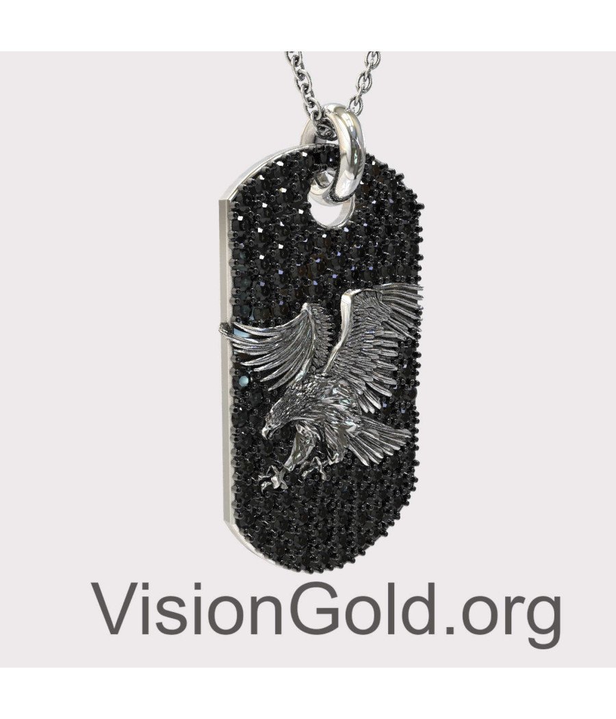 Luxury Oxidized Silver Eagle Necklace - Gift For Him 0338