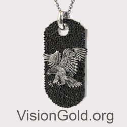 Luxury Oxidized Silver Eagle Necklace - Gift For Him 0338