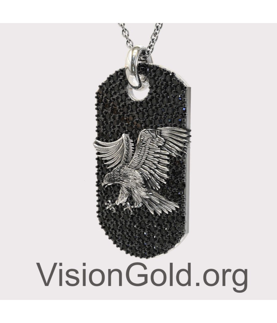 Luxury Oxidized Silver Eagle Necklace - Gift For Him 0338