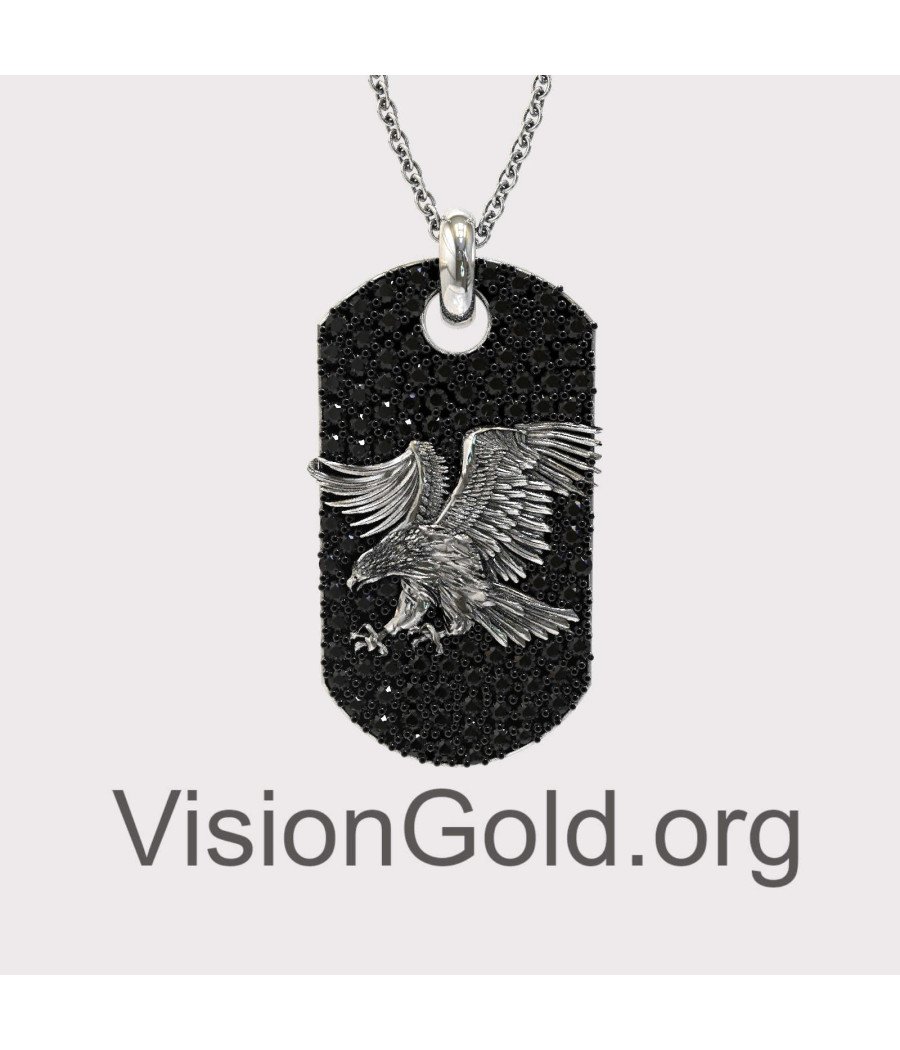 Luxury Oxidized Silver Eagle Necklace - Gift For Him 0338