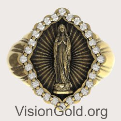 Σεβαλιέ Δαχτυλίδι Με Την Παναγία Σε Κίτρινο Χρυσό 1336