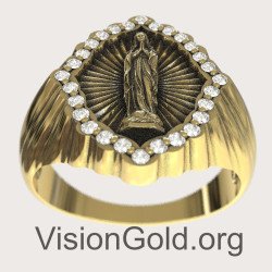 Chevalier Ring mit Jungfrau Maria in Gelbgold 1336