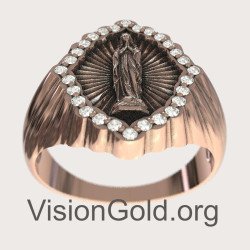 Silber Ohrringe Ring mit Jungfrau Maria in Rose Gold 1336R