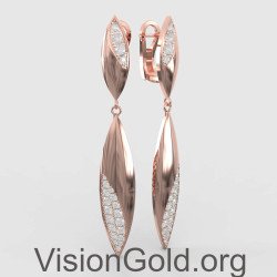 Pendientes Largos de Novia Oro Rosa 0314R