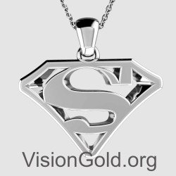Silver Superman Hero Necklace 0343