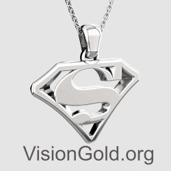 Silver Superman Hero Necklace 0343