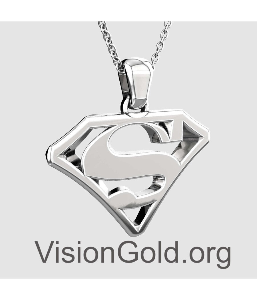 Silver Superman Hero Necklace 0343