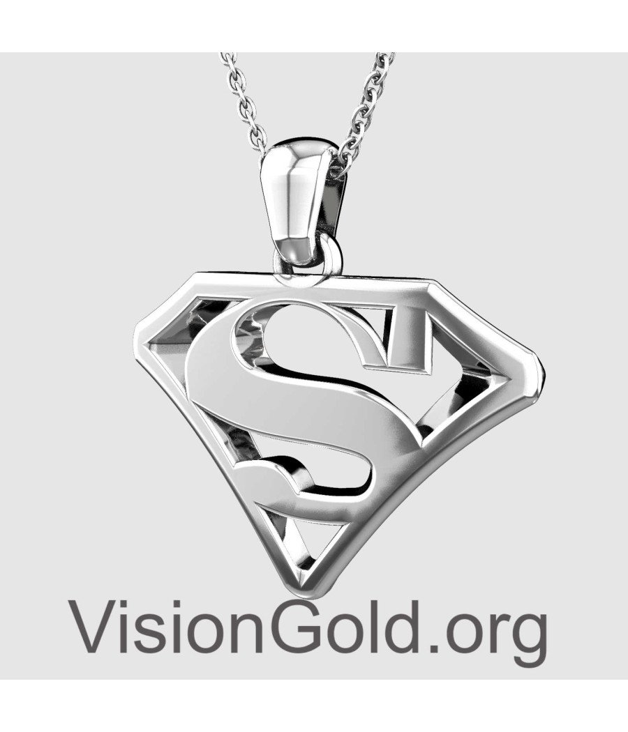 Silver Superman Hero Necklace 0343