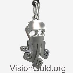 Sterling Silver Octopus Necklace For Men's 0345