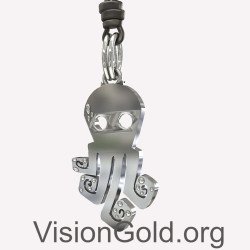 Sterling Silver Octopus Necklace For Men's 0345