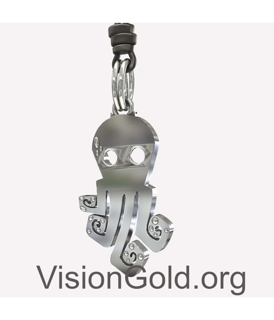 Sterling Silver Octopus Necklace For Men's 0345