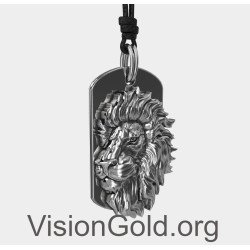 Lion Silver Pendant Necklace Men 0347