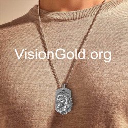 Lion Silver Pendant Necklace Men 0347