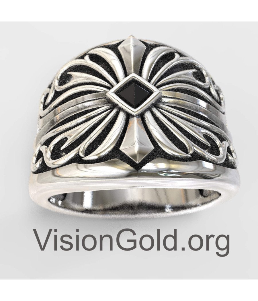 Серебряное кольцо ручной работы премиум-класса для мужчин 0007