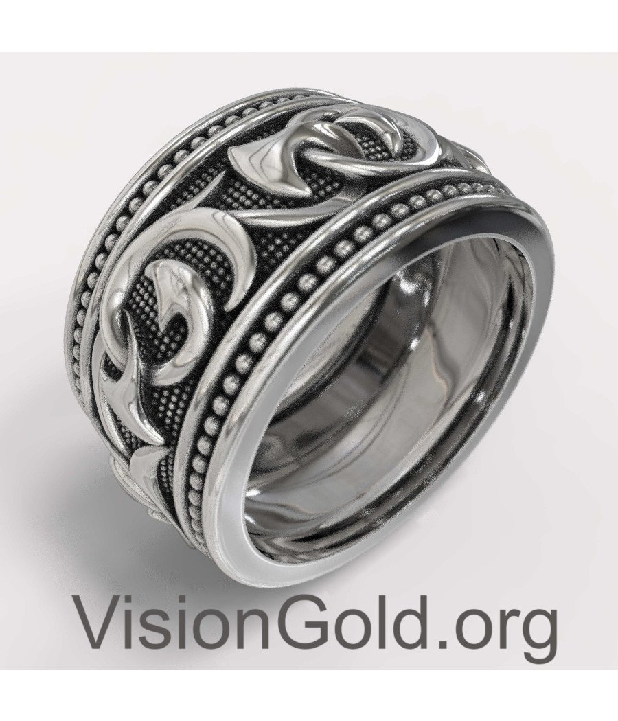 Ασημένιο Φαρδύ Ανδρικό Δαχτυλίδι Βέρα 0004