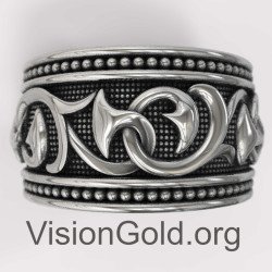 Ασημένιο Φαρδύ Ανδρικό Δαχτυλίδι Βέρα 0004