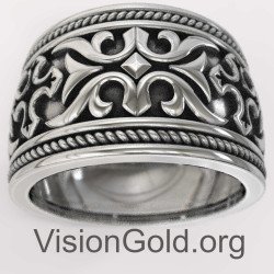 Luxury Personalized Silver Engraved Band Ring 0003