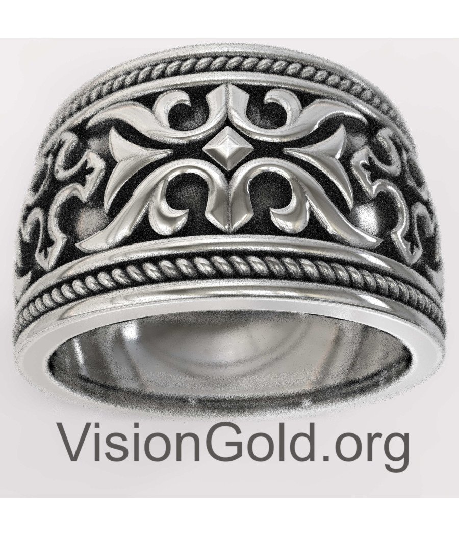 Πολυτελές Ασημένιο Ανδρικό Δαχτυλίδι Βέρα 0003