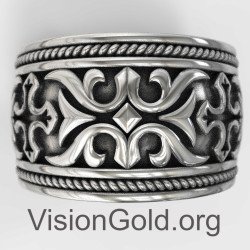 Πολυτελές Ασημένιο Ανδρικό Δαχτυλίδι Βέρα 0003