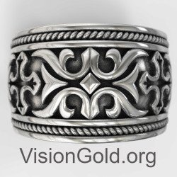 Роскошное персонализированное серебряное кольцо с гравировкой