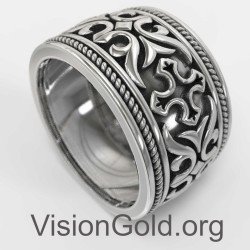 Роскошное персонализированное серебряное кольцо с гравировкой