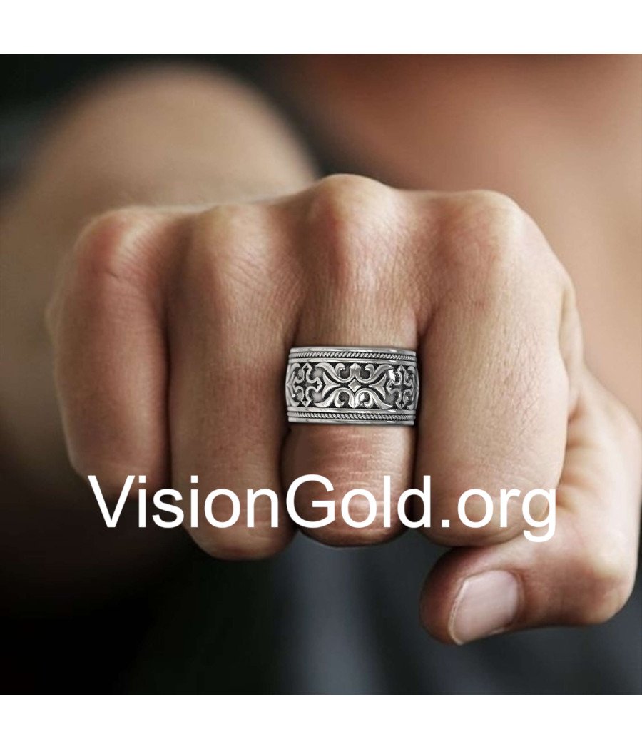 Luxury Personalized Silver Engraved Band Ring 0003