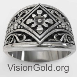 Впечатляющее мужское кольцо с филигранным орнаментом 0023