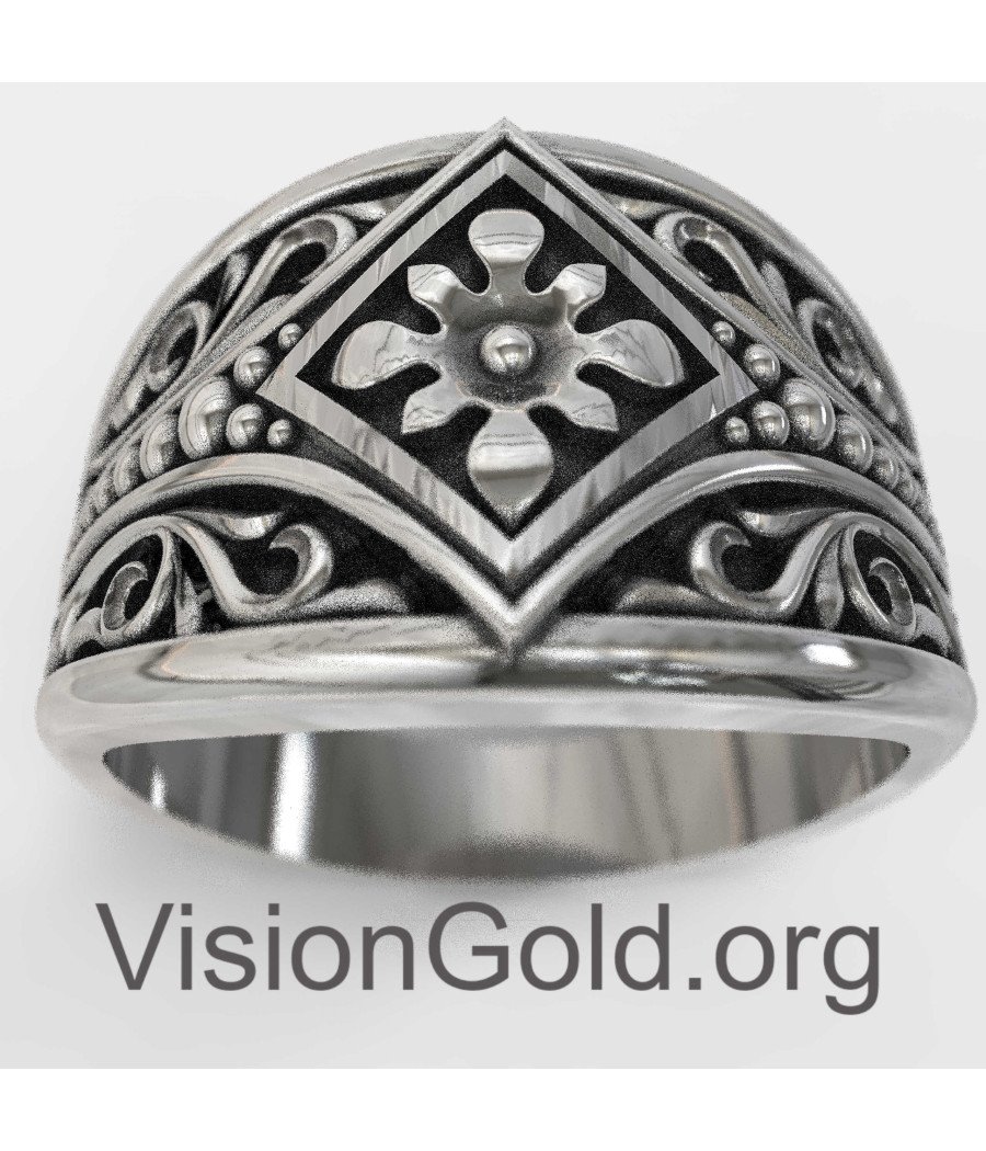 Impressive Men's Ring With Filigree Designs 0023