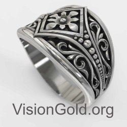 Εντυπωσιακό Ανδρικό Δαχτυλίδι Με Φιλιγκρι Σχέδια 0023