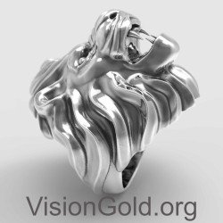Εντυπωσιακό Ασημένιο Δαχτυλίδι Λιοντάρι 0031