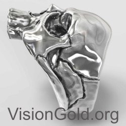 Оксидированное серебряное кольцо с черепом 0035